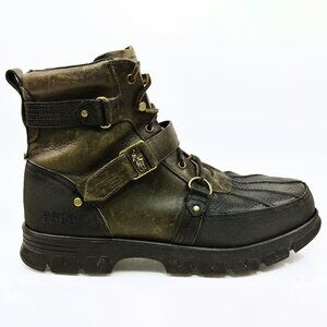 Polo Ralph Lauren "Damien" Heavy Duty Leather Boots Buckle Aggressive Tread Sole
